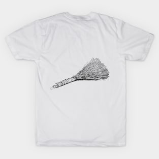 Broom. Black and white linear image. T-Shirt